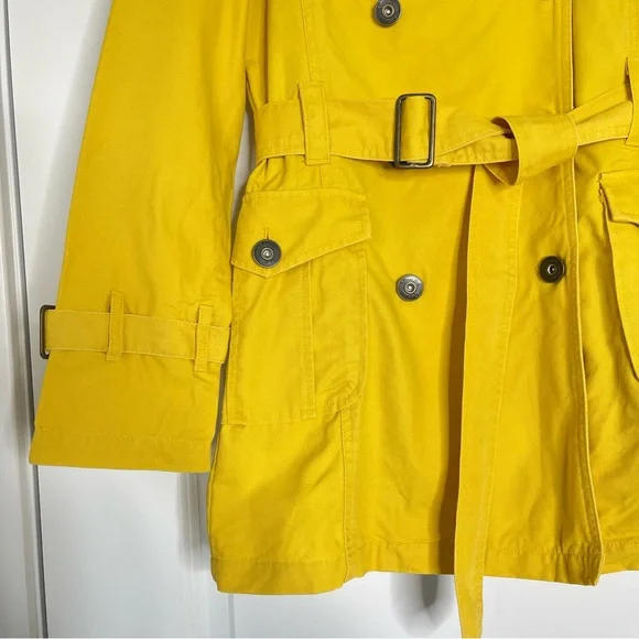 Vintage Y2K yellow fiorucci double breasted cotton canvas peacoat trench coat - Picture 5 of 17
